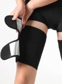 2 件男/女健身运动跑步桑拿大腿吸汗带、腿部训练器、大腿修剪器、可调节塑形腿套、运动健身护腿健身房配件 - 銀色 - 查看 2