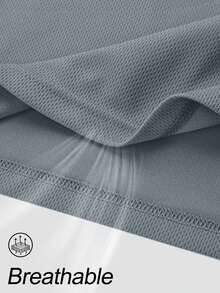 Áo thun thể thao nam tay ngắn, nhẹ, thoáng khí, thấm hút mồ hôi, in họa tiết thường ngày với sọc phản quang, màu trơn, cổ tròn cơ bản, thích hợp cho đạp xe, chạy bộ, tập gym mùa hè. - Xám - Xem 5