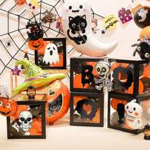 1件/4件/8件万圣节气球装饰套装3D鬼南瓜头气球盒创意派对装饰派对家居户外恐怖场景布置