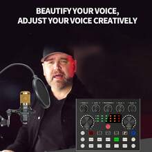 [Professional Podcast Kit] Professional V8S Podcast Equipment Kit   BM800 Wired Microphone And V8 Sound Card - Voice Converter, Audio Interface, Live Sound Card For Recording, Singing, Live Broadcasting And Gaming - V8S Set - View 4