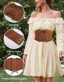 Women's Elastic Stretch Corset Waist Cincher Belt - Fashionable Waist Trainer - Burgundy - View 9