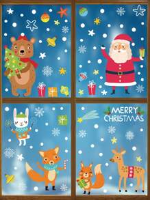 Weihnachts-Schneemann Fensteraufkleber, Weihnachts-Schneeflocken Aufkleber, Weihnachtsparty & Winter Heim-Dekoration