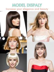 Aplique de Cabelo Humano com Franja Loira Reta para Cabelos Finos, Multiuso e Unissex, Clipes de Cabelo para Estilizar e Dar Volume, Acessório Versátil de Cabelo Humano