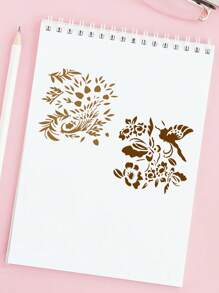 6PCS Multifunctional Hollow Template Set With Petal And Leaf Element Design PET Material Template, Waterproof And Durable, Can Be Washed And Reused. Suitable For Diaries, Scrapbooks, Drawing Books, Canvas, Wood Boards And Wall Decorations, It Is An Ideal Choice For Handicraft Enthusiasts And Artists.,For School Supplies,Back To School