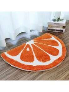 跨境可爱卡通风格仿羊毛床边垫，可爱椅子/摇椅毯，地板地毯，玄关装饰，浴室装饰，厨房装饰，厨房地毯 - 橘色 - 查看 2