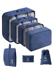 7pcs/Set Multi-Functional Storage Bags, Including Clothes Organizer Bags, Cosmetic Bags, Garment Bags, Zipper Bags, Handbags, Mesh Bags, Shoe Bags, Bottle Bags, Drawstring Bags, Universal Bags, Lingerie Bags, Luggage Organizer Bags, Jewelry Bags, Makeup Bags, Space-Saving, Portable Large Capacity Suitcase Packing Cubes For Travel, Back To School Season, Essential Organizers