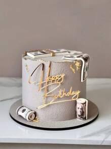 1pc/3pcs/5pcs Happy Birthday' PMMA Cake Topper, Modern Letter Graphic Cake Top Decoration, Birthday Party's Birthday Cake Decoration Gift, Cake Decoration, Cake Plug-In Decoration, Baking Decoration, Baking Supplies, Cake Supplies, Furniture Kitchen Essentials, Holiday Gifts - Gold - View 4