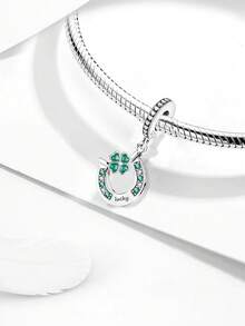 1Pc 925 Sterling Silver Fashionable Real Zirconia Lucky Charm Bead For Women Fit Bracelets Bangles DIY Jewelry Girlfriend Gift Fine Ladies Jewellery - Silver - View 8