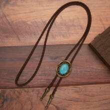 1pc Minimalist Retro PU Leather Bolo Tie, Adjustable Unisex Long Necklace Personalized Bolo Tie - Multicolor - View 7