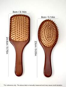 1/2pcs Large Size Bamboo Air Cushion Hair Brush, Natural Bamboo Paddle Brush With Handle, Easy To Detangle Hair, Suitable For Fine/Curly/Dry Hair, Great For Back To School, Travel, Women - Coffee - View 9