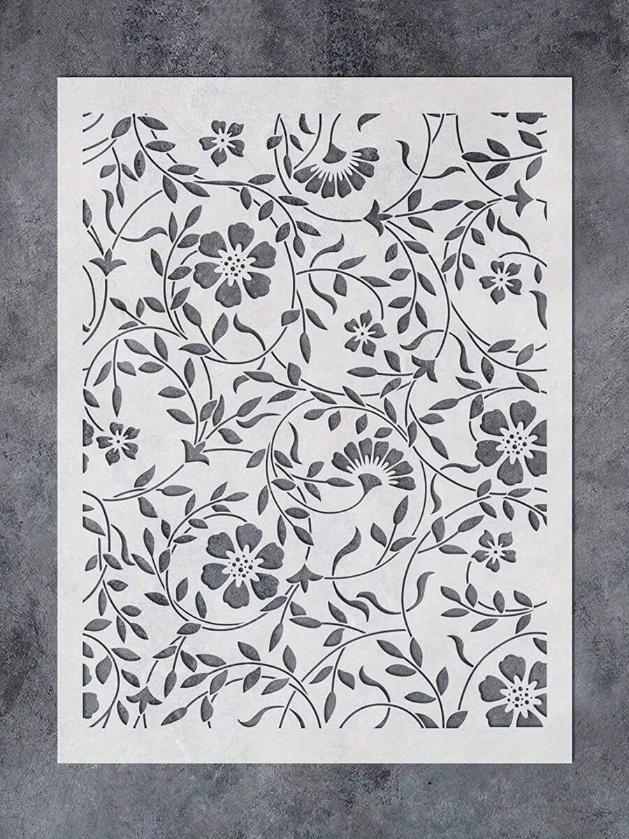 1pc Painted Template12x16Inches Flourish Stencils For Painting On Wood, Canvas, Paper, Fabric, Floor, Wall - Paint Stencils For Walls And Floors - Reusable DIY Art Craft Stencils For Painting Flowers And Leaves,For School Supplies,Back To School
