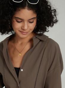 Se-Hore 时尚休闲V领亚麻混纺长袖衬衫女复古美式风格舒适休闲适合日常通勤