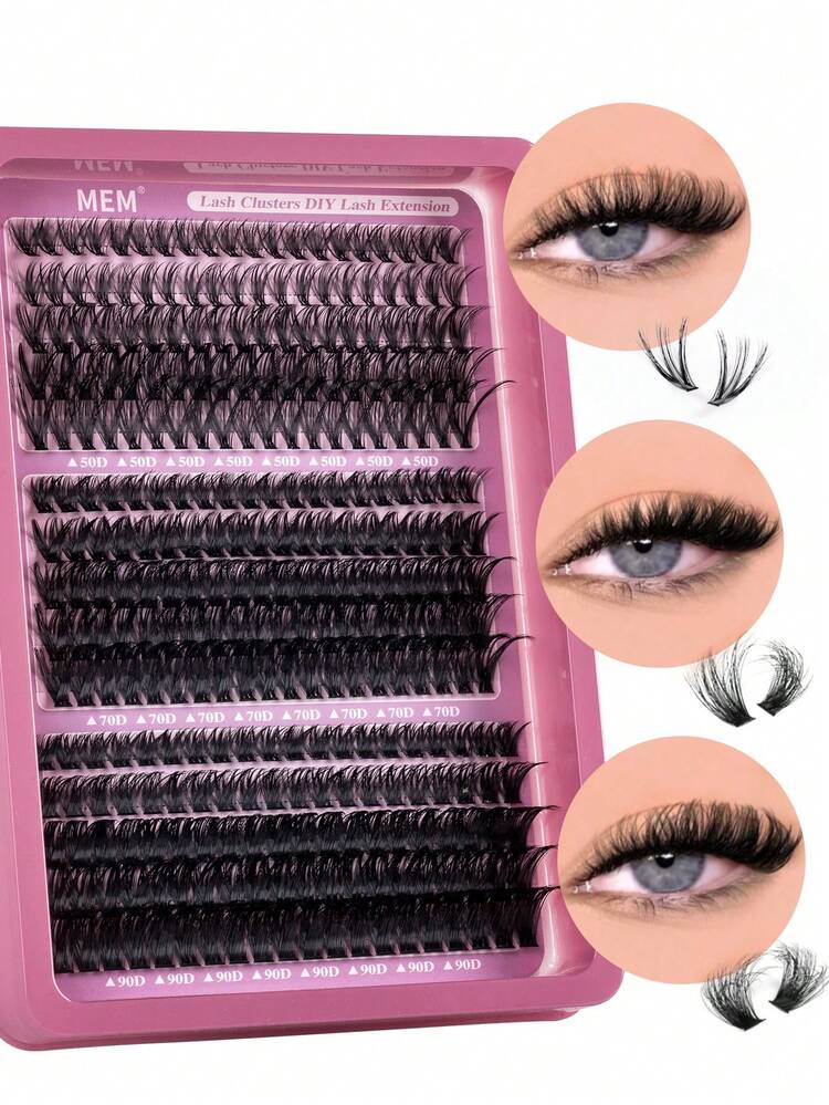 300/290/270 束，15 排，每排 60/80/100 根，簇状自然水貂毛假睫毛，长度 10-18 毫米混合，3D 俄式浓密单根嫁接睫毛，黑色，热熔胶扇形包装，适合在家 DIY，也适合旅行、日常佩戴（适合初学者）、婚礼、约会、派对、节日等场合，非常适合作为圣诞节/万圣节/礼物睫毛套装。 - 黑色 - 查看 11