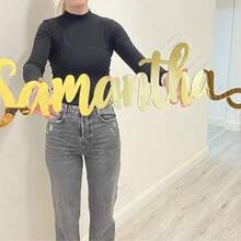 Custom Acrylic Name Sign Choose Your Font - Living Room Decor, Party Decoration, Baby Name Sign, Nursery Decor, Mirror Gold Sign - 彩色 - 查看 3