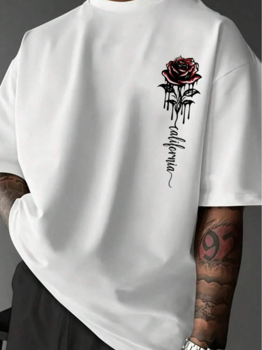 Playera de Hombre con estampado ROSA CALIFORNIA - Blanco - Ver 1