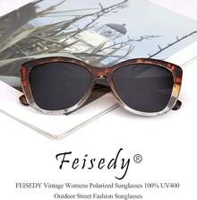 Gafas de sol polarizadas, estilo clásico lentes de sol ojo de gato para mujer - Transparente - Ver 8