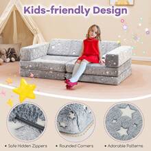 10 Pcs Modular Kids Play Couch Sectional Sofa Glow In The Dark Floor Cushion - Grey - View 7
