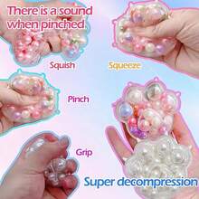 1/2/6/36pcs Handmade Grape Shaped Squeeze Ball (Adult Version), Colorful Beads Cat Claw Sensory Fidget Toys (Kids Version), Cute Soft Candy Sensory Toys, Random Style & Color - Multicolor - View 5