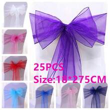 10/25pcs Organza Chair Sash, Dining Table Decor Organza Bowknot Chair Bows, Wedding Supplies Chair Back Decor Ribbons, 18cm Wide, 275cm Long, Need DIY Tie Into Butterfly Shape, Glass Yarn Chair Back Chiffon Festival Party Decor, Organza Canopy Staircase Chiffon Flowers Outdoor Tent Wedding Ceremony Graduation Party Backdrop Decoration, Interactive Party Atmosphere Supplies, Gift Wrapping Decorative Ribbons - Multicolor - View 45