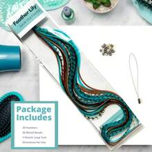 MHair Feathers Extensions Kit Long Real Rooster Feathers For Hair With DIY Microlink Beads And Loop Tool Western Turquoise Blue And Brown Naturals8001 - TurquoiseandNaturals - View 5