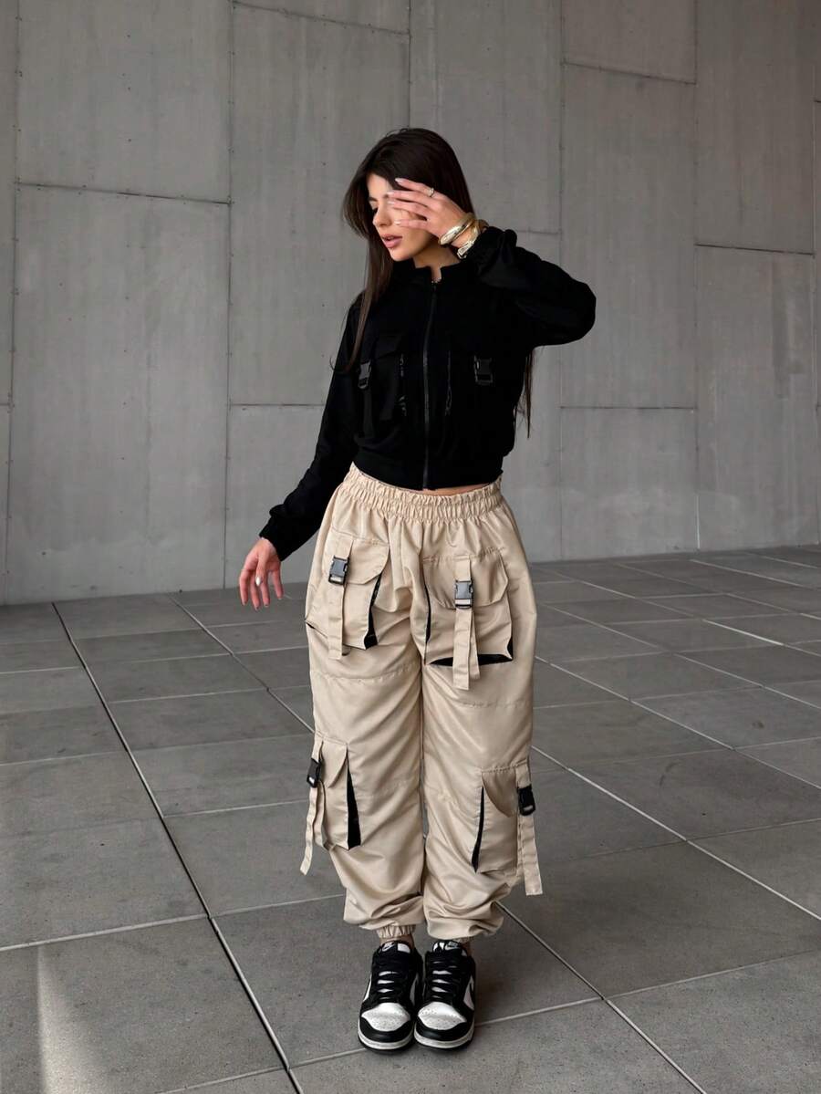 GLAM Four-Pocket Cargo Jogger Pants New Foreign Fashion Launch - Beige - View 1