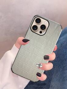 1 件黑色鳄鱼皮纹理防震手机壳，带旋转发声设计，兼容 17/16/15/14/13/12/11/XR/7P/8P/XS Max/X/XS、Galaxy