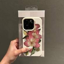 1pc TPU Material Elegant Pink Lily Flower Pattern Phone Case Compatible With Iphone/ Phones - White - View 2