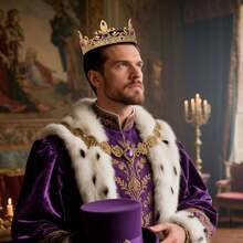 金色/银色国王皇冠男士王子头饰皇家中世纪头饰适用于角色扮演生日舞会万圣节服装配饰 - 皇冠 - 查看 7