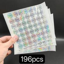 196pcs/392pcs 20x20mm Stickers Unique Sequential Serial Numbering Hologram Tamper Proof Stickers, Self-Adhesive PET, Rotundity,Gloss Finish, English Text, For Halloween And Christmas Packaging Decoration Stickers - Silver 196pcs - View 8