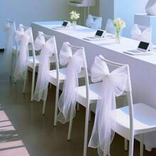 10/25pcs Organza Chair Sash, Dining Table Decor Organza Bowknot Chair Bows, Wedding Supplies Chair Back Decor Ribbons, 18cm Wide, 275cm Long, Need DIY Tie Into Butterfly Shape, Glass Yarn Chair Back Chiffon Festival Party Decor, Organza Canopy Staircase Chiffon Flowers Outdoor Tent Wedding Ceremony Graduation Party Backdrop Decoration, Interactive Party Atmosphere Supplies, Gift Wrapping Decorative Ribbons - Multicolor - View 3