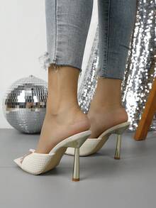 1 par de sandalias de tacón alto con correa de moda, pantuflas con estilo para uso al aire libre