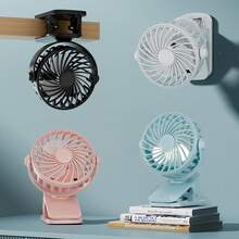 便携式夹式风扇，可充电，720°可调节，带LED灯，小巧桌面风扇，强劲静音，3档风速，USB充电迷你个人降温风扇，适用于桌面、家庭办公室、婴儿车、露营等场合，是送给女性的绝佳礼物，母亲节礼物，花园、夏季、海滩、毕业典礼、祝贺毕业、便携式工具、夏季必备品、夏季便携式 - 彩色 - 查看 3