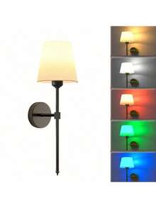 无线电池供电壁灯，金色可充电可调光壁灯，带可拆卸灯泡和遥控器，15种颜色可选，适用于卧室、客厅、走廊 - 1Pack - 查看 13