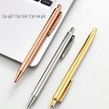 1-3支金色/银色/玫瑰金金属圆珠笔，书写流畅，1毫米中号笔尖，适用于婚礼、商务、办公、学生、教师、男女皆宜，可作为返校礼物