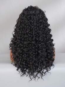 NICKY WALL 长款黑色深波浪卷发假发，女士合成假发，24 英寸蓬松蓬松大卷发，带细刘海，适合日常派对角色扮演使用