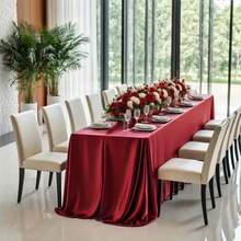 2pcs Satin Party Tablecloth 58 X 102 Inches, Rectangular Shiny Burgundy Tablecloth For Wedding, Banquet, Celebration, Outdoor, Ceremony - متعدد الألوان - مشاهدة 8