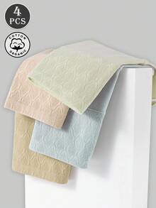 4 peças/pacote Calcinha Feminina de Cintura Alta, Design Elegante Sólido e Listrado Confortável e Amigável à Pele com Entrepernas Estendida