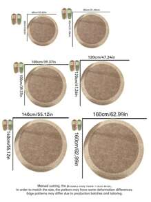 1pc Simple Round Plush Decorative Rug, Brown Round Carpet, Backing, Solid Color/Striped/Checkered Design, Suitable For Living Room, Bedroom, Office - Christmas, Halloween, Thanksgiving Indoor Decor, Decorative Rug, Bedroom Decor, Small Rug, Carpet, Home Decor, Living Room Rug, Small Living Room Rug, Bedroom Rug