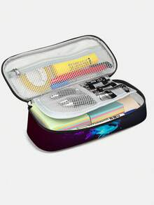 Kids Pencil Case With Soccer Ball Print, 3 - Layer Large Capacity, Cute Handle For Back To School, Multi-Slot Boys Mark Pouch With Zipper Compartments For Office School - Pencil Case - View 4