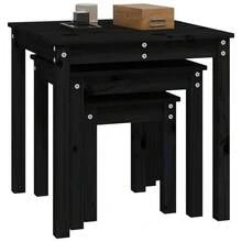 Satztische 3 Stk. Schwarz Massivholz Kiefer - Schwarz - Übersicht 3