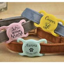 1 件定制硅胶 Airtag 宠物项圈支架，刻有宠物地址标签支架，宠物狗猫个性化礼物