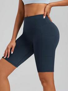 Set de 3 piezas de pantalones cortos/shorts de mujer de cintura alta con control de abdomen, con bolsillos, de tela elástica y transpirable para absorber la humedad, para fitness, deportes al aire libre, yoga, pilates, correr, ciclismo