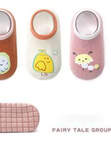 3 Pairs Cartoon Pattern Cute Baby Ankle Socks, 0-5 Years Old, Soft Breathable Comfortable, Printed Anti-Slip Sole, Suitable For Beginner Walkers