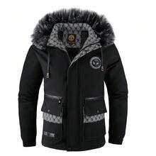 Men Winter Thickened Down Coat With Big Fur Collar Warm Padded Jacket High Quality Outwear For Dad Father Winter Coat Men Clothes Coat For Men Abrigos Para Hombre Tracksuit Men Ropa De Hombre Jackets For Men Winter Coat Vest For Men Puffer Jacket Men Winter Jacket - 黑色 - 查看 2