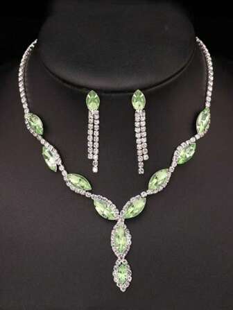 Women's Jewelry Set, Multi-Color Crystal Necklace And Earring Set (Multi-Colors To Choose From)