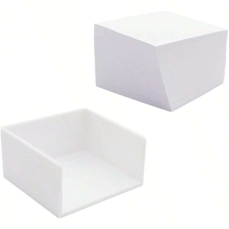 LAN Non Sticky Notes 500pcs White Memo Pad In Cube 3x3 Inch Note Holder ...
