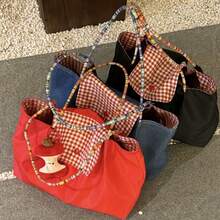 Women Shoulder Bags - 牛仔彩繩小單肩+蘋果掛件 - 查看 3