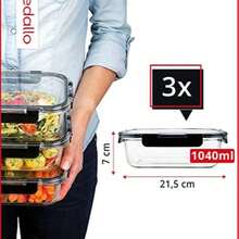 1 X 1050ml 大型 Tritan® 玻璃食品储存容器带盖，适用于洗碗机/烤箱/微波炉/冰箱，密封厨房容器 - 彩色 - 查看 3