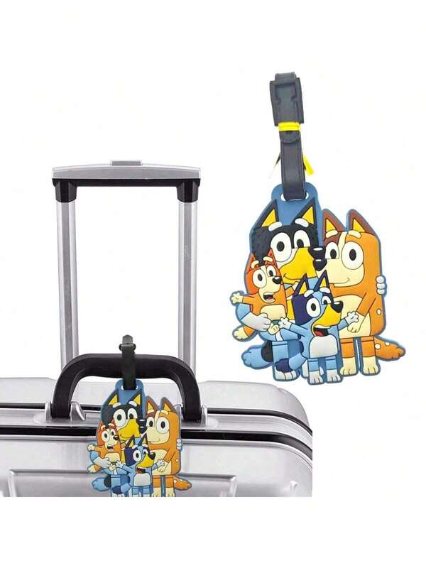 Bluey 1Pc Bluey Family And Friends Luggage Label Kawaii Luggage Tag Cartoon Bluey Bingo Dog Cute Coco Rusty Muffin Suitcase ID Address Holder Baggage Boarding Portable Party Favor Small Gifts Give Away (Some Parts May Be Random)
