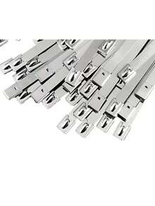 100 قطعة/عبوة من أربطة الكابلات المعدنية المقاومة للصدأ والحرارة العالية من الفولاذ المقاوم للصدأ، مناسبة للتطبيقات الميكانيكية والسيارات والعادم وغيرها، مصنوعة من مادة الفولاذ المقاوم للصدأ